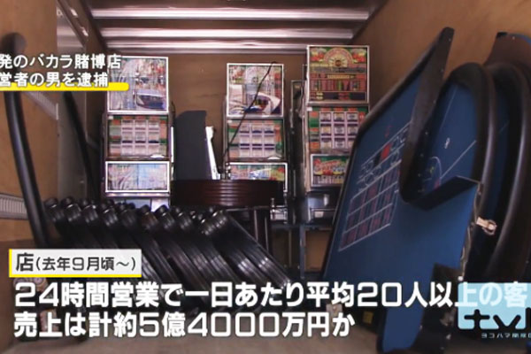 横浜の違法カジノ店が摘発、バカラ賭博で5億4000万円を売り上げ