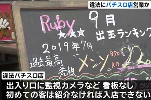 東京都渋谷区の違法パチスロ店「ルビー」摘発