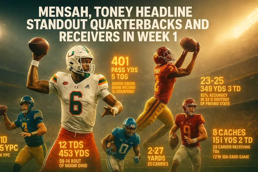Mensah, Toney Headline Standout Quarterbacks and Receivers in Week 1